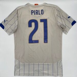 Italy Pirlo 2014/2015 #21 Authentic PUMA Jersey M Men White Blue Soccer